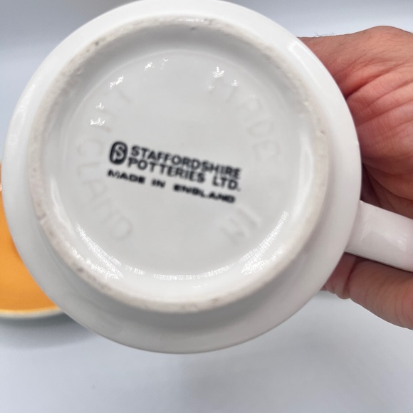 Set of 3 Vintage Retro Staffordshire Potteries Flower Cups and Saucers - England - Picture 4 of 9